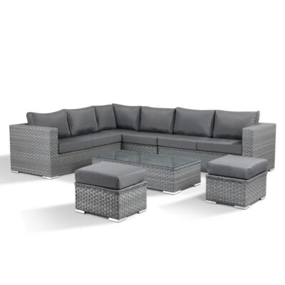 Garden Sets Archives Made With Rattan, Colette 5 Seat Grey Rattan Corner Sofa And Coffee Table